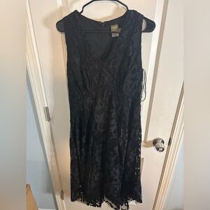 Taylor Black Floral Lace Midi Dress size 10 EUC